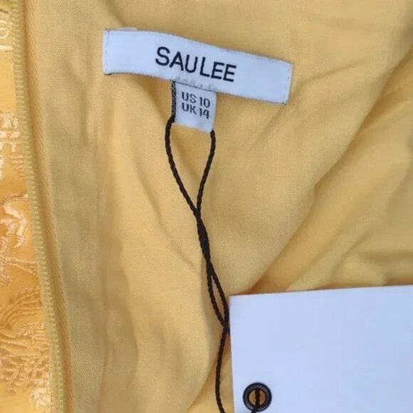 Sau Lee Gold Metallic Brocade Strapless Mini Dress Cocktail Holiday Party 10 NWT - Picture 4 of 7